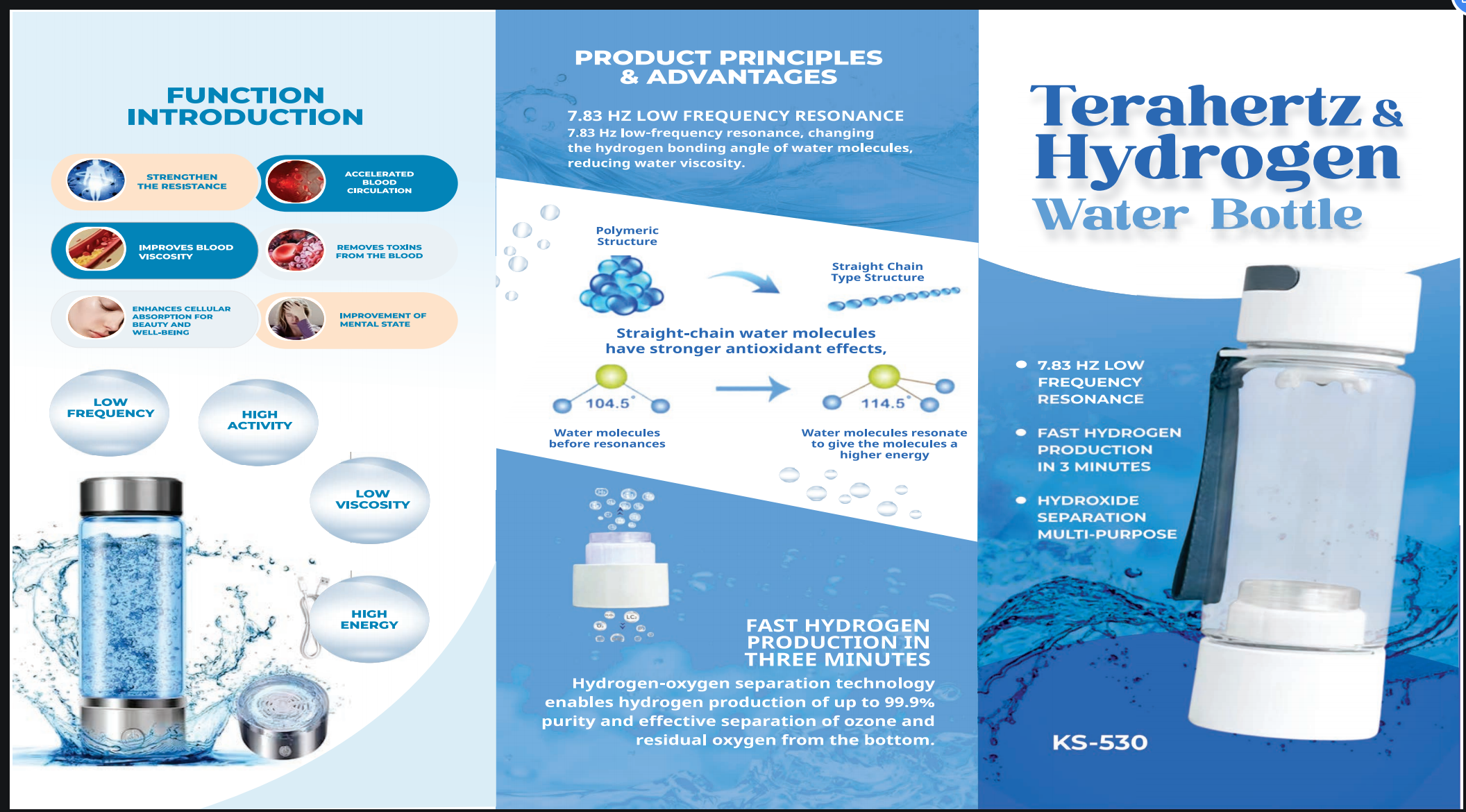 Terahertz Hydrogen Water Bottle